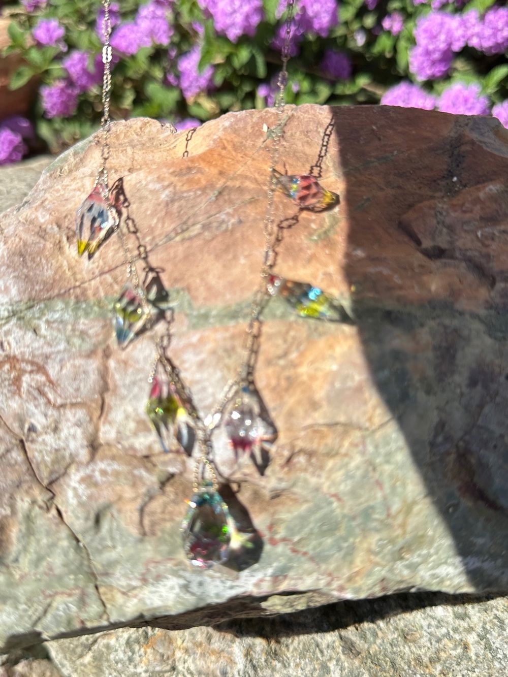 Vintage Multi-Color Crystal Teardrop Pendant Necklace - Women Jewelry